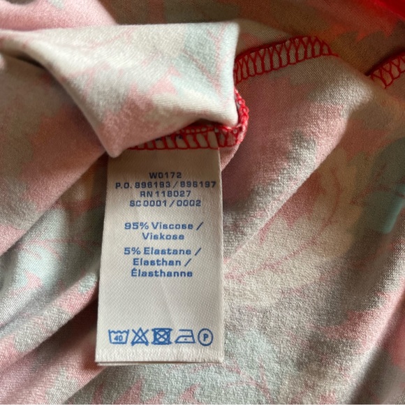 BODEN Women's Sz 10 Marion Coral Leaf Jersey Knit Twist Dress - Picture 9 of 12